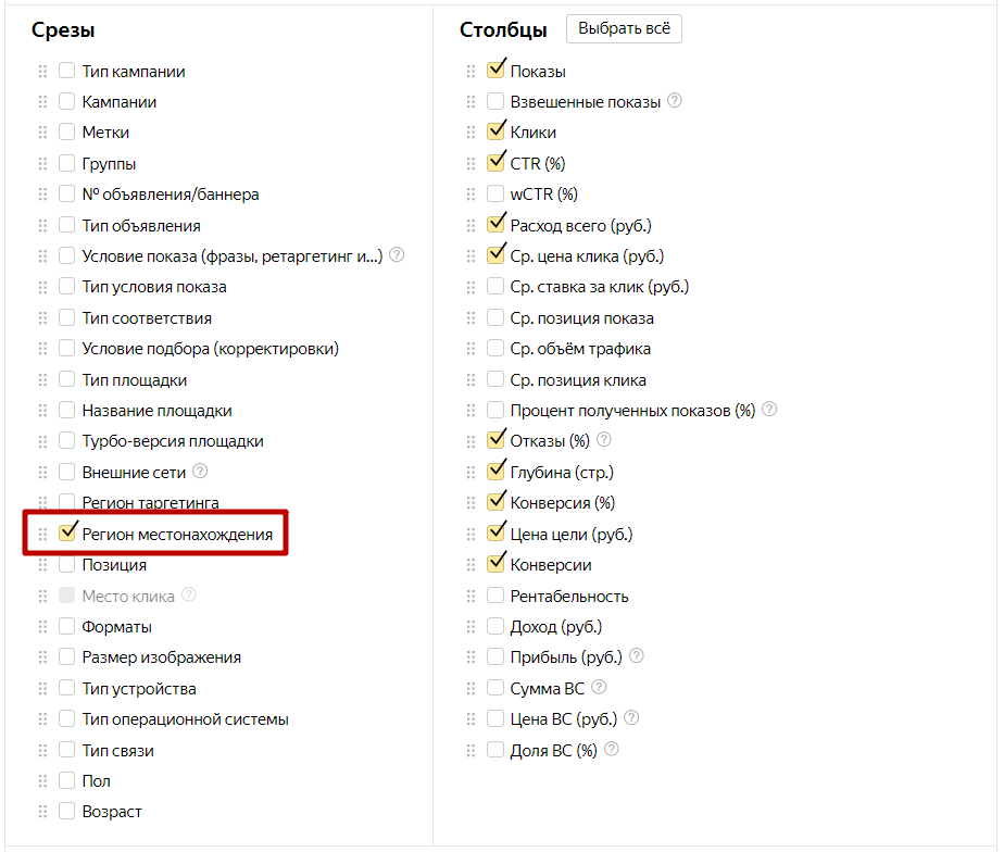 Как снизить стоимость заявки в Яндекс.Директе – отчет по региону местонахождения