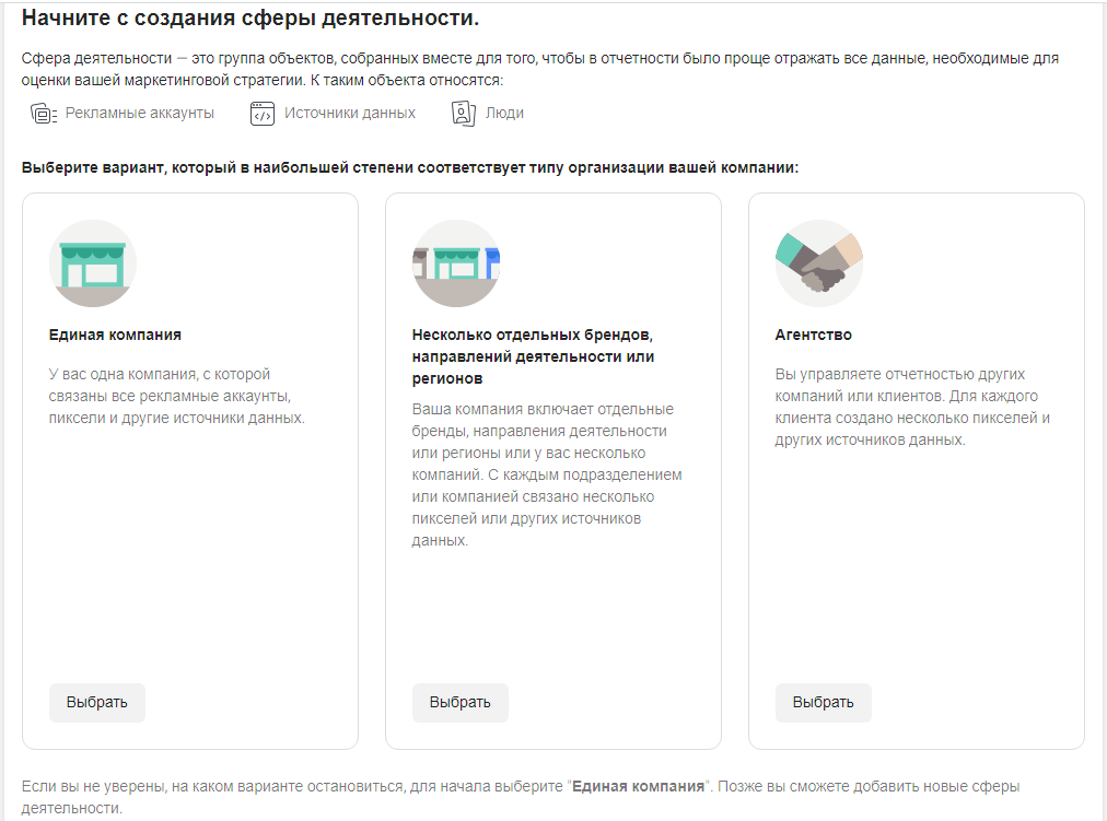 Facebook Business Manager – создание сферы деятельности Facebook Business Manager – создание сферы деятельности
