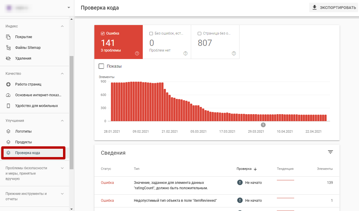 Google Search Console – проверка кода