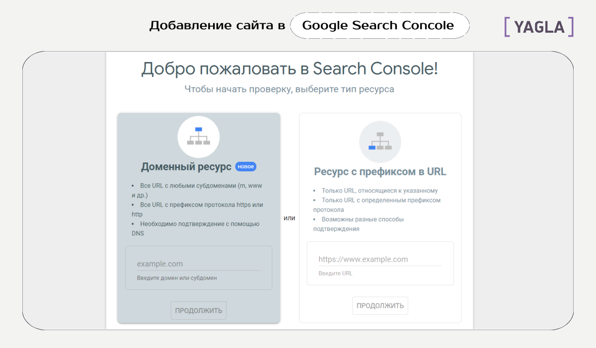 Добавьте сайт в Google Search Console