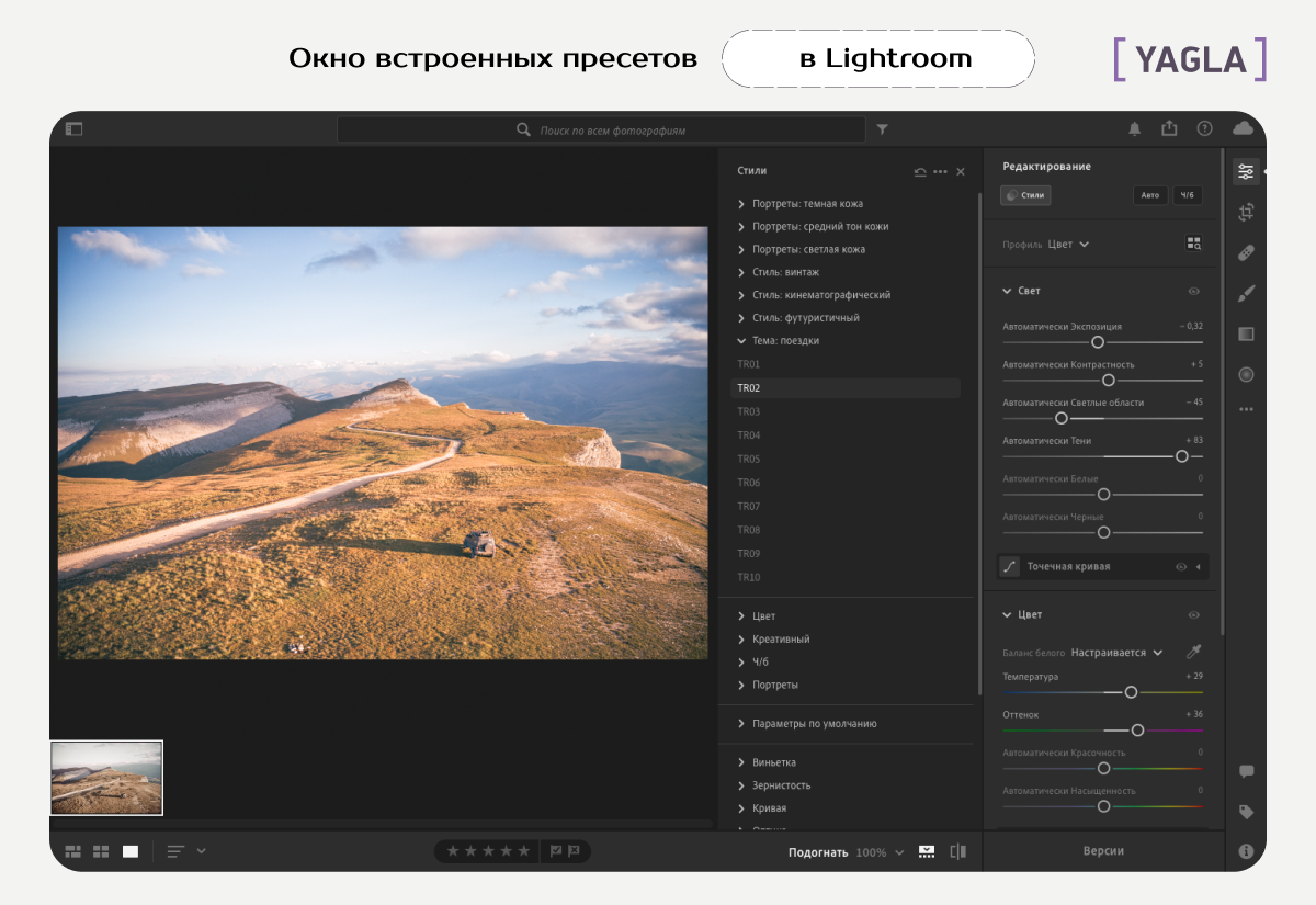 Кофейный пресет для lightroom настройка