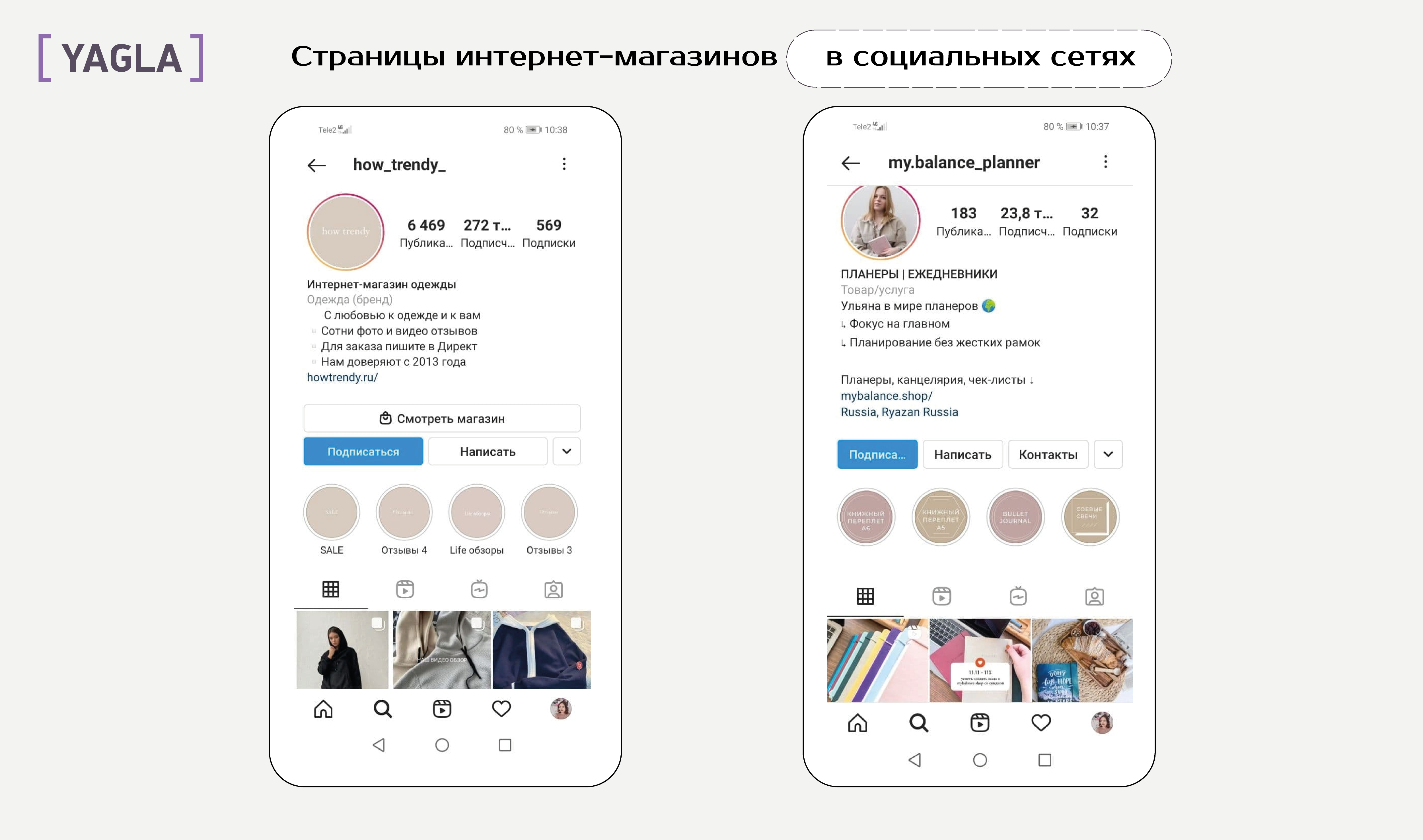 Страницы интернет-магазинов в социальных сетях