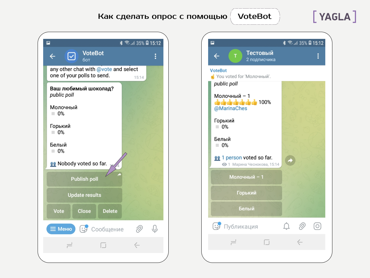 Публикуем опрос в Telegram с помощью бота Votebot