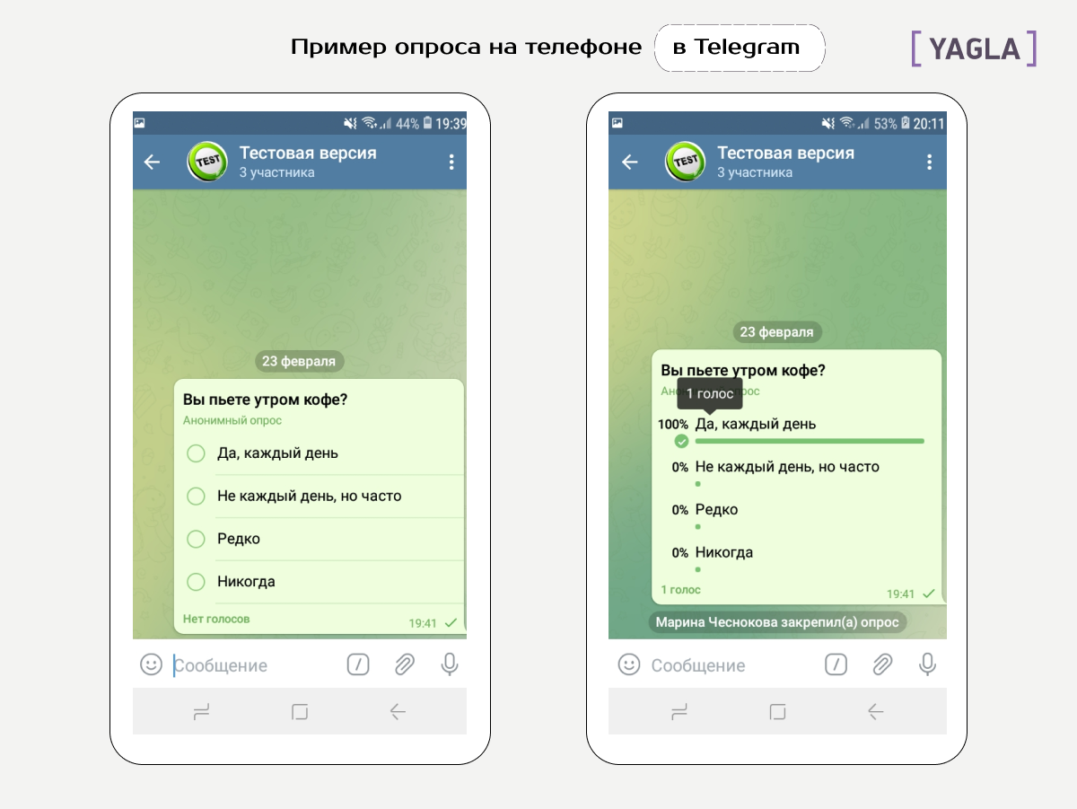 Скрин: пример опроса в Телеграме