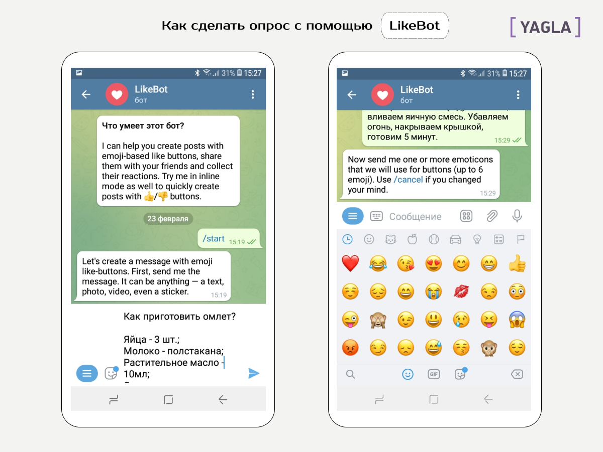 Создаем опрос в Telegram с помощью бота Likebot