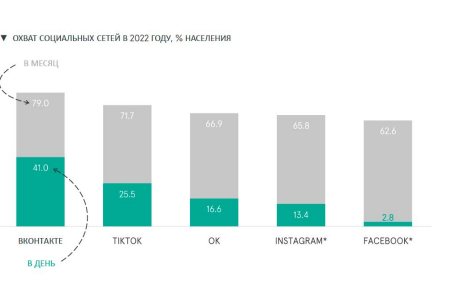 охват социальных сетей в 2022 году среди населения