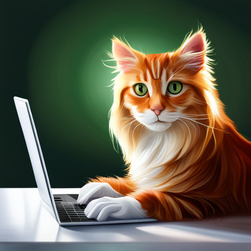 Промт — «cat with laptop»