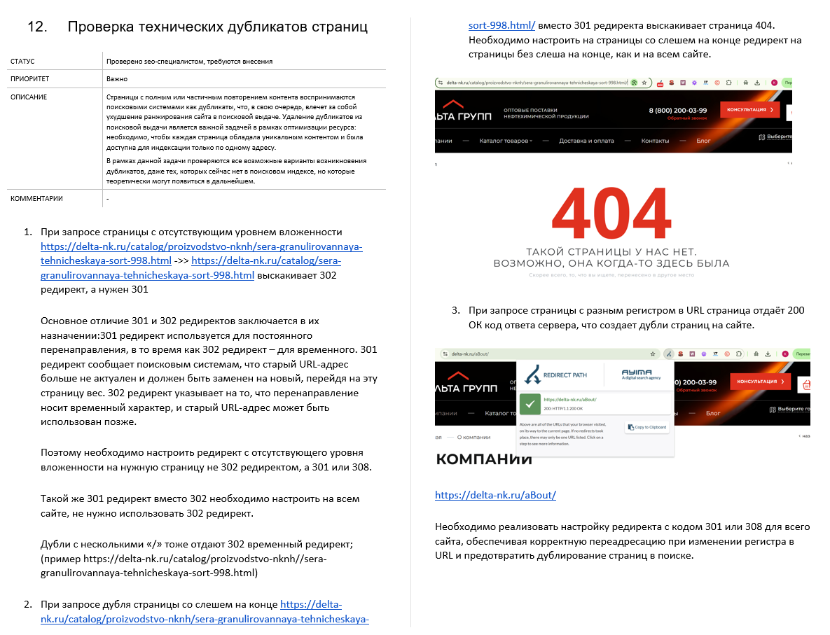  Отрывок из технического аудита