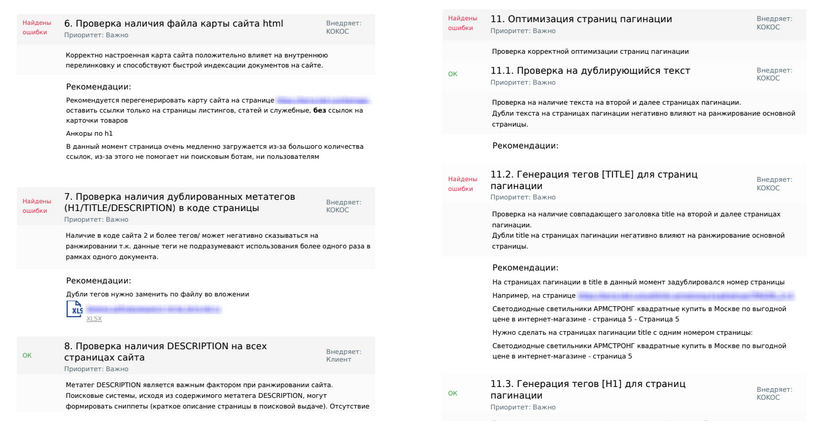 Так выглядит выдержка из нашего аудита — и это только малая часть огромного и проработанного документа! 