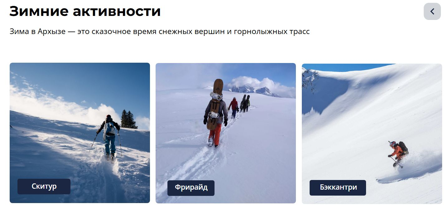 Слайды с зимними активностями туроператора