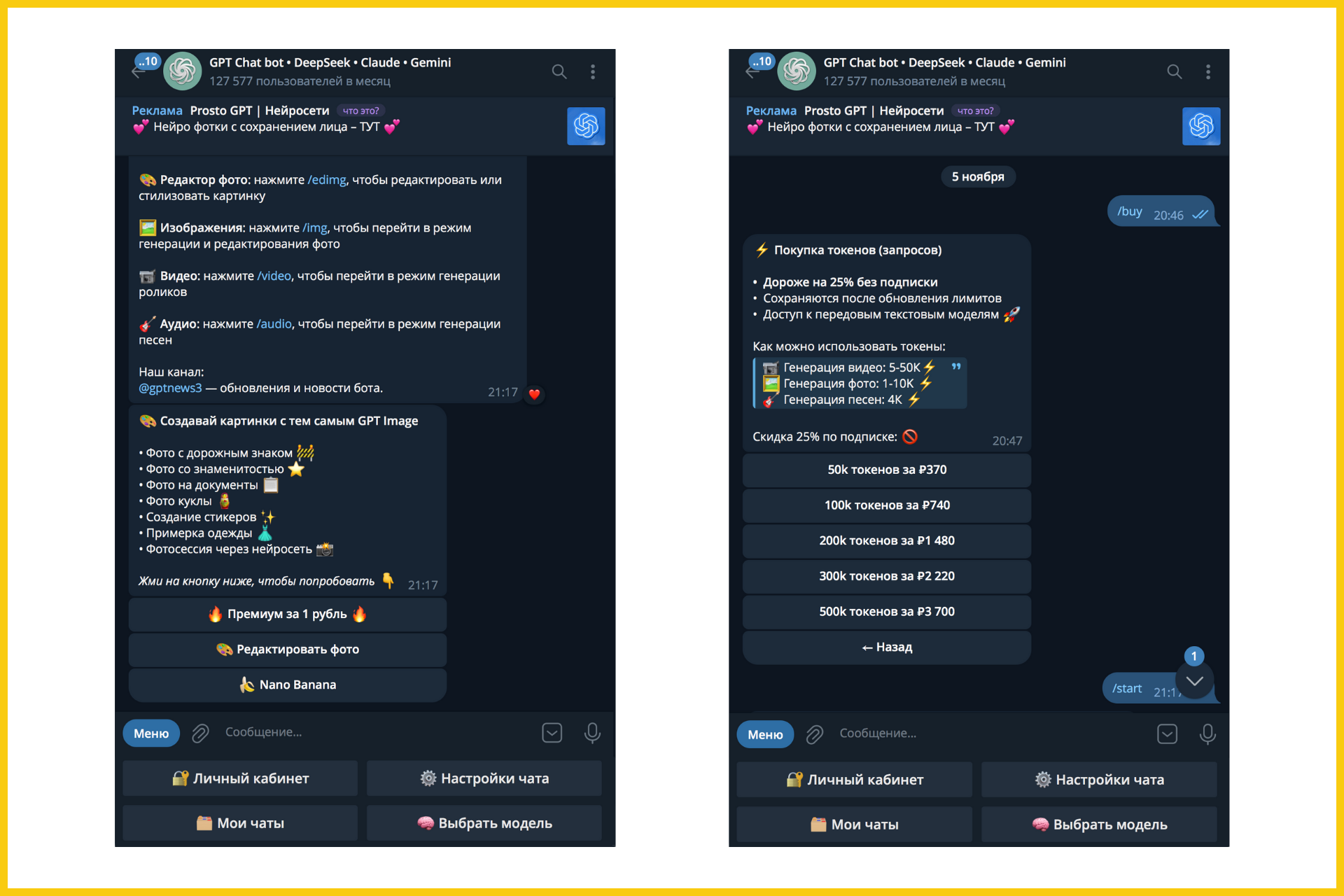 Лучшие Telegram-боты (агрегаторы нейросетей)
