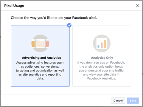 Пиксель Facebook — выбор настройки использования пикселя Пиксель Facebook — выбор настройки использования пикселя