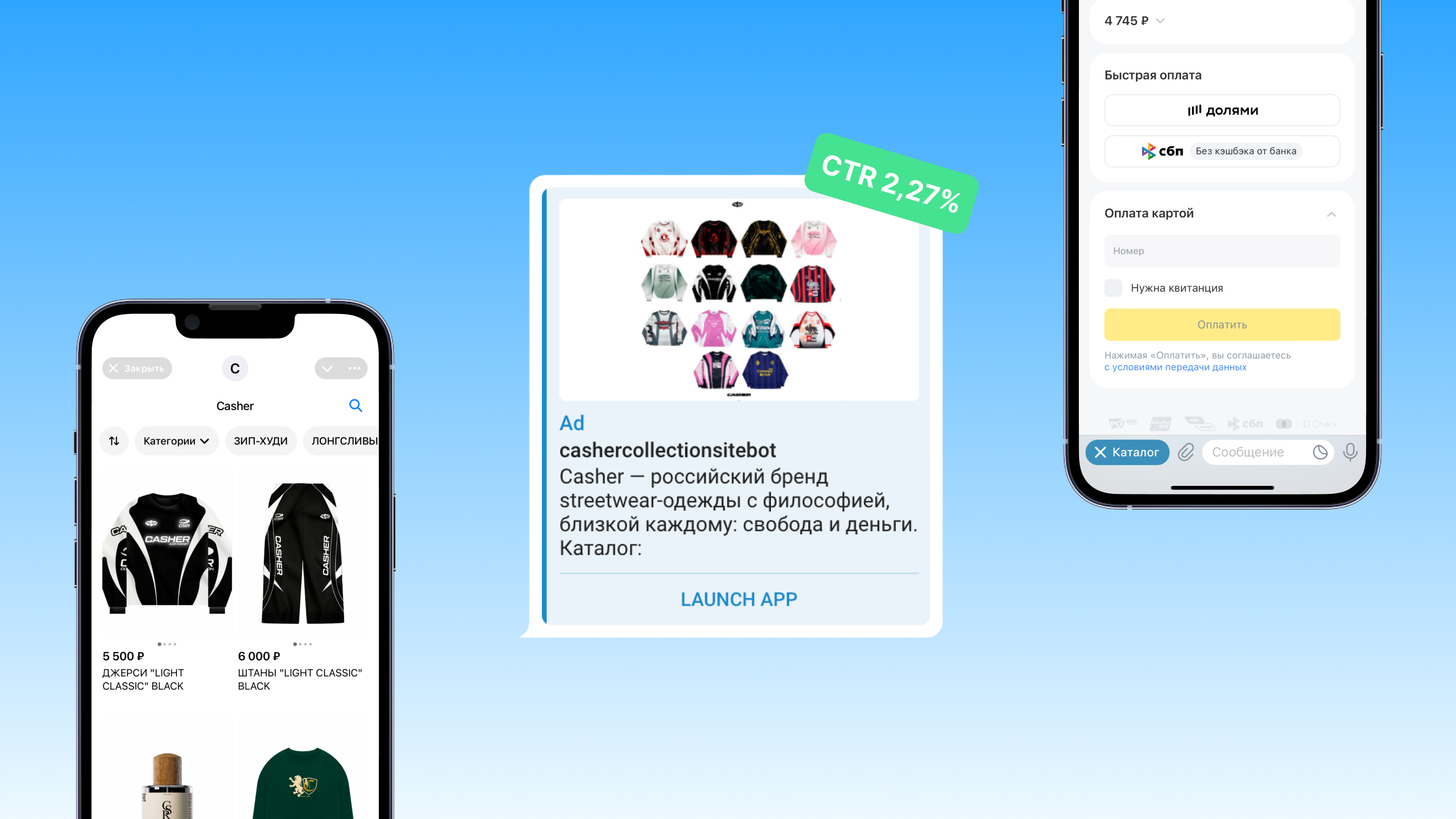 Пример креативов в Telegram Ads для fashion-бренда