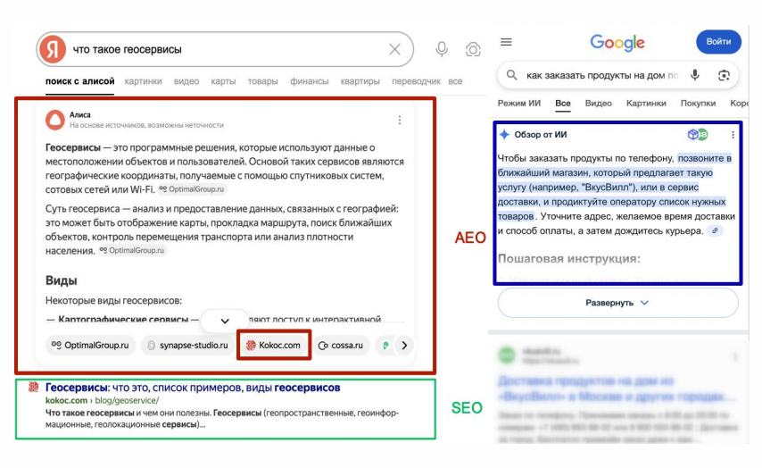 Пример нейроответов в поисковой выдаче